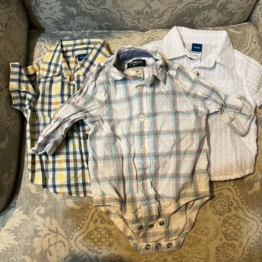 Baby Old Navy Oshkosh Nike Dress Shirt Lot Baby Boys O-3 months Collared onesie